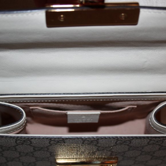 Gucci Padlock Mini GG Supreme Leather/Canvas Bag Ivory and Beige - Picture 7 of 15